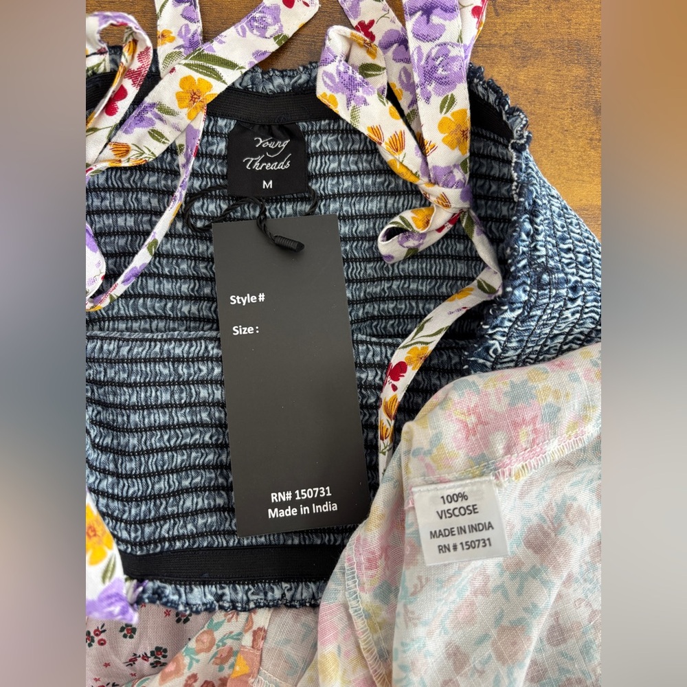 Young Threads Boho Patchwork Floral Smocked Mini … - image 4